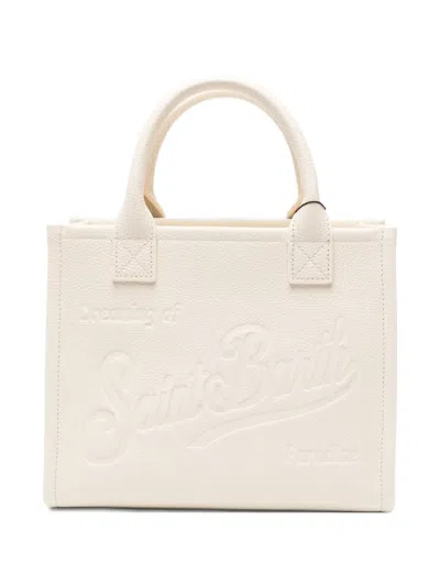Mc2 Saint Barth Logo-embossed Grained Leather Tote Bag In Neutral
