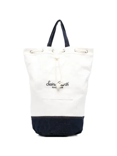 Mc2 Saint Barth Logo-embroidered Backpack In White