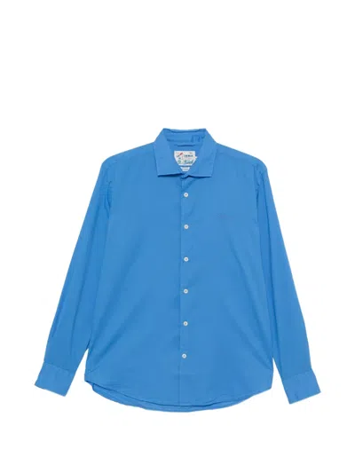 Mc2 Saint Barth Logo-embroidered Button-down Shirt In Blue