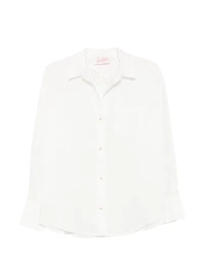 Mc2 Saint Barth Logo-embroidered Button-up Shirt In White