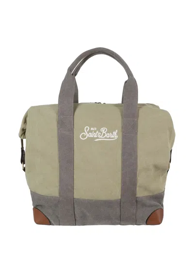 Mc2 Saint Barth Logo-embroidered Canvas Travel Bag In Brown