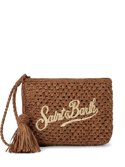 Mc2 Saint Barth Logo-embroidered Clutch Bag In Yellow