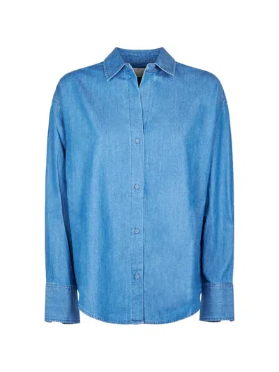 Mc2 Saint Barth Logo-embroidered Cotton Shirt In Blue
