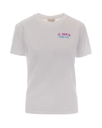 Mc2 Saint Barth Logo-embroidered Cotton T-shirt In White