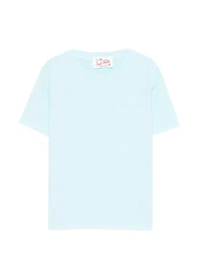 Mc2 Saint Barth Kids' Logo-embroidered Cotton T-shirt In Blue