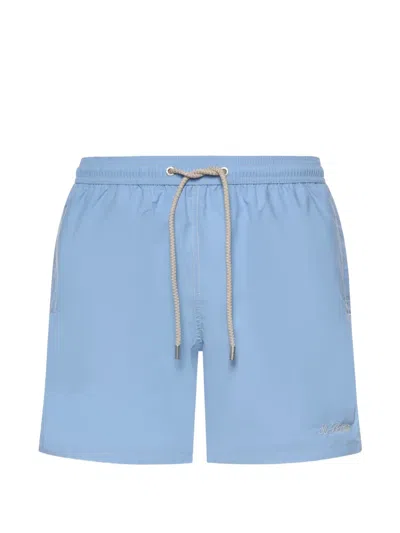 Mc2 Saint Barth Logo-embroidered Drawstring Swim Shorts In Blue