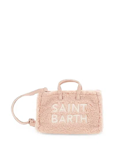 Mc2 Saint Barth Logo-embroidered Faux-shearling Tote Bag In Pink