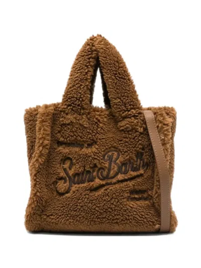 Mc2 Saint Barth Logo-embroidered Fleece Tote Bag In Brown
