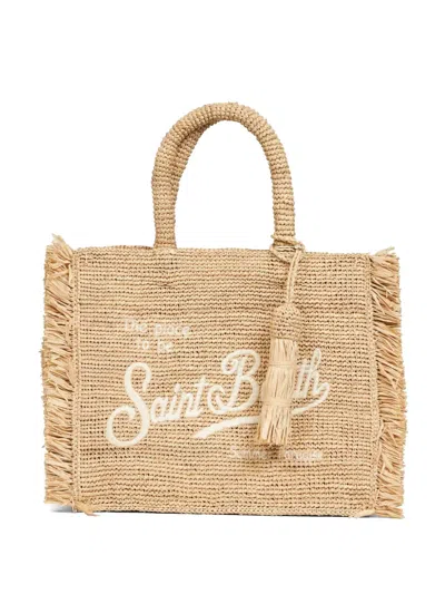 Mc2 Saint Barth Logo-embroidered Fringed Tote Bag In Purple