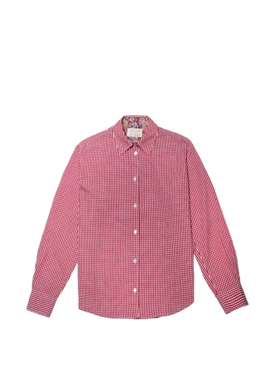 Mc2 Saint Barth Logo-embroidered Gingham Shirt In Pink