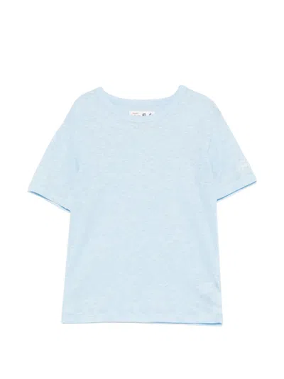 Mc2 Saint Barth Kids' Logo-embroidered Slub-texture T-shirt In Blue