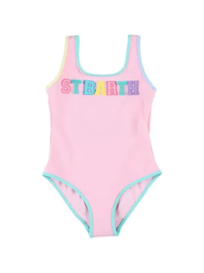 Mc2 Saint Barth Kids' Logo-embroidered Swimsuit In Pink