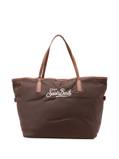 Mc2 Saint Barth Logo-embroidered Tote Bag In Brown