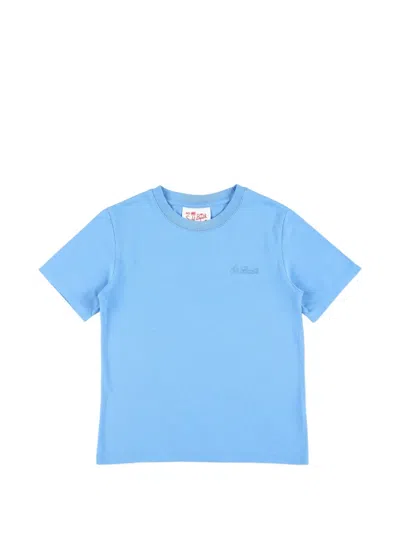 Mc2 Saint Barth Kids' Logo-embroidered T-shirt In Blue