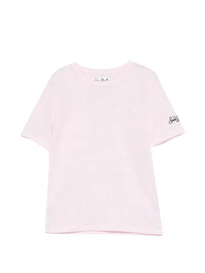 Mc2 Saint Barth Kids' Logo-embroidered T-shirt In Pink