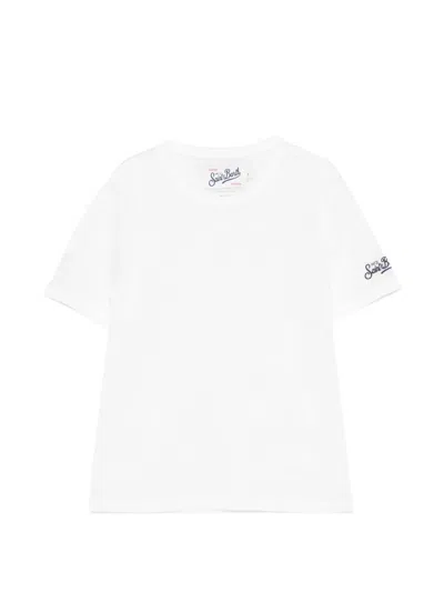 Mc2 Saint Barth Kids' Logo-embroidered T-shirt In White