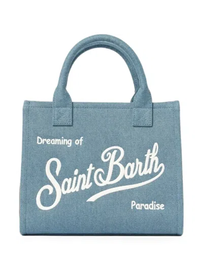 Mc2 Saint Barth Logo-embroidered Vanity Tote Bag In Blue