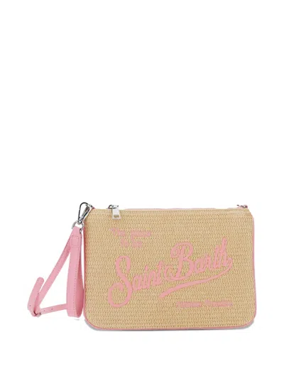 Mc2 Saint Barth Logo-embroidered Woven Clutch Bag In Blue