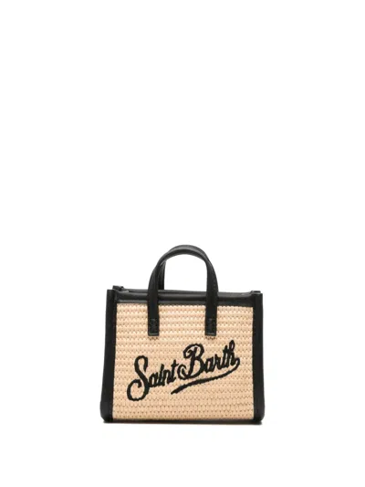 Mc2 Saint Barth Logo-embroidered Woven Tote Bag In Brown