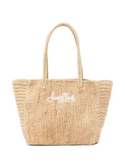 Mc2 Saint Barth Logo-embroidered Woven Tote Bag In Orange