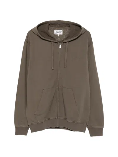 Mc2 Saint Barth Logo-embroidered Zip-up Hoodie In Brown