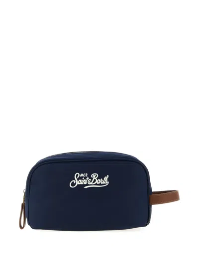 Mc2 Saint Barth Logo-embroidery Wash Bag In Blue