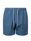 Mc2 Saint Barth Logo-patch Contrast-stitch Swim Shorts In Blue
