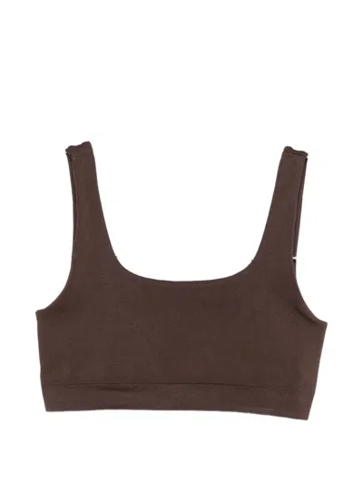 Mc2 Saint Barth Logo-patch Cropped Top In Brown