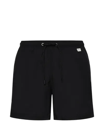Mc2 Saint Barth Logo-patch Drawstring Swim Shorts In Black