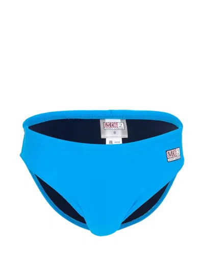 Mc2 Saint Barth Kids' Logo-patch Swim Briefs In Blue