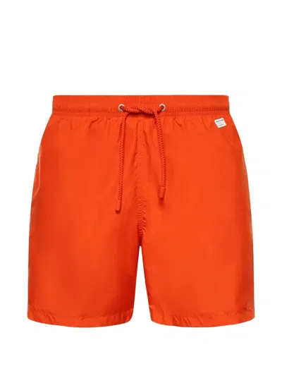 Mc2 Saint Barth Logo-patch Swim Shorts In Orange