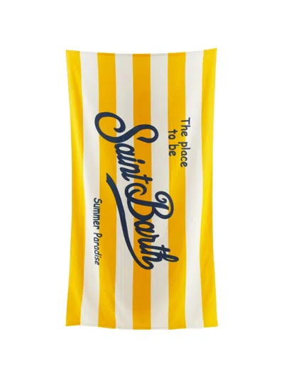 Mc2 Saint Barth Logo-print Beach Towel In Yellow