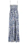 Mc2 Saint Barth Long Floral Print Maxi Dress In Blue