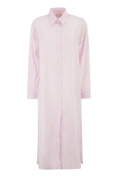 Mc2 Saint Barth Long ‘shirtdress' Shirt In Striped Cotton Poplin In Multi