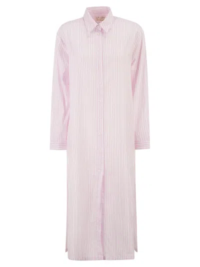 Mc2 Saint Barth Adeline Striped Maxi Shirt Dress In Pink