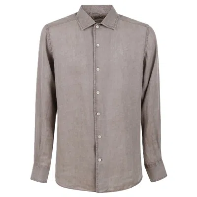 Mc2 Saint Barth Long Sleeve Button-up Shirt With Classic Collar In Gray