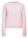 Mc2 Saint Barth Long-sleeve Cable-knit Sweater In Pink