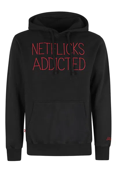 Mc2 Saint Barth Hoodie With Embroidered Lettering In Black