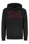 Mc2 Saint Barth Long Sleeve Hoodie With Contrasting Embroidered Lettering In Black
