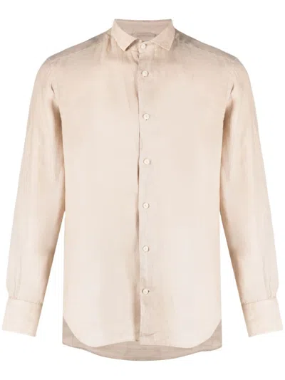 Mc2 Saint Barth Long-sleeve Linen Shirt In Neutrals