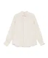 Mc2 Saint Barth Beige Linen Shirt With Classic Collar In Neutral