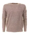 Mc2 Saint Barth Ribbed Hem Crew Neck Long Sleeve Sweater In Brown