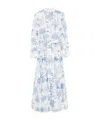 Mc2 Saint Barth Tropical Print Maxi Dress With Front Button Fastening And Belted Waist In White