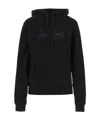 Mc2 Saint Barth Cotton Hoodie With Rhinestone Logo In Black