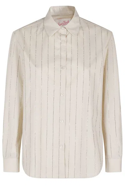 Mc2 Saint Barth Long-sleeved Poplin Shirt In White