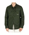 Mc2 Saint Barth Wooly Green Overshirt Chalet With St. Barth Embroidery In Black