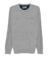 Mc2 Saint Barth Man Crewneck Grey Melange Sweater With St. Barth Embroidery In Gray