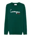 Mc2 Saint Barth Man Blended Cashmere Sweater With Sun Moritz Embroidery In Green