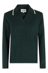 Mc2 Saint Barth Long Sleeves Knit Braid Polo In Green