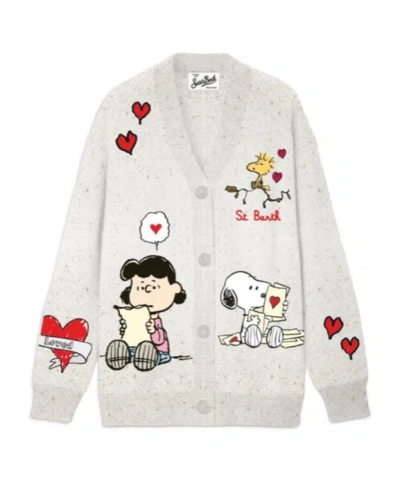 Mc2 Saint Barth X Peanuts Intarsia-knit Cardigan In Gray